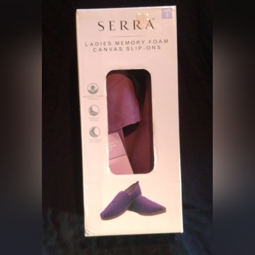 Serra Ladies Purple Canvas Flats with Memory Foam
